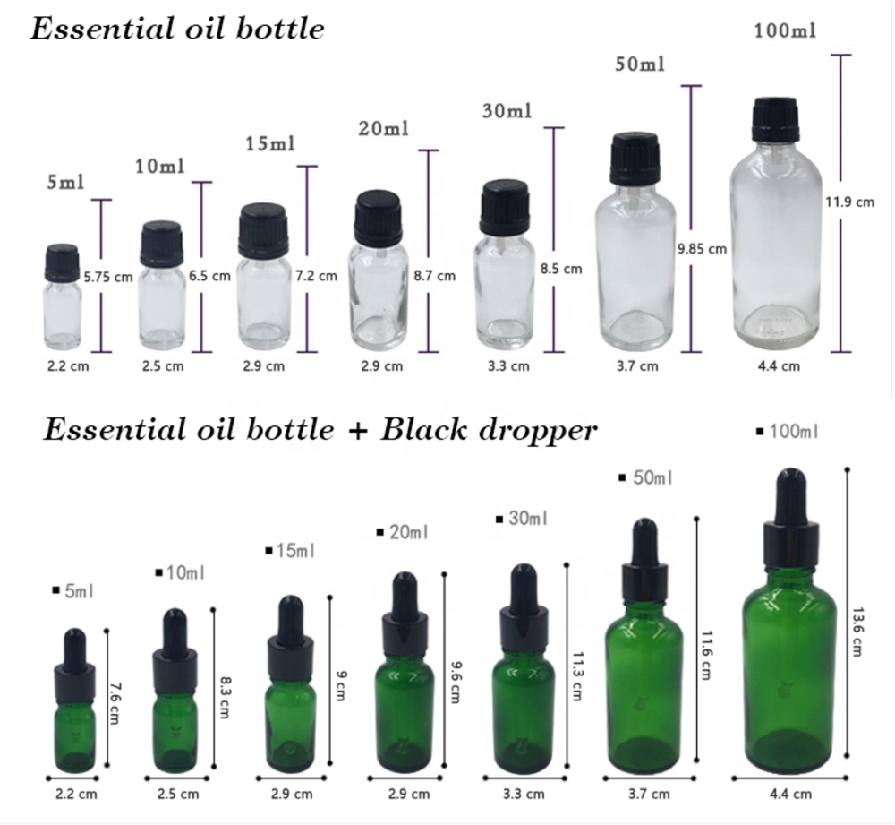 5ml 10ml 15ml 20ml 30ml 50ml 100ml Amber Hot Stamping Empty Glass Dropper Essential Oil Bottle