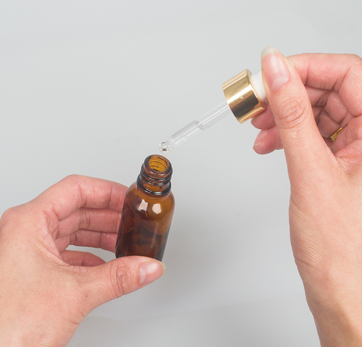 5ml 10ml 15ml 20ml 30ml 50ml 100ml Amber Oil Glass Dropper Bottle with Gold Dropper lids