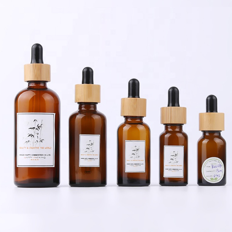 5ml 10ml 15ml 20ml 30ml 50ml 100ml Bamboo Amber Empty Glass Essential Oil Bottle