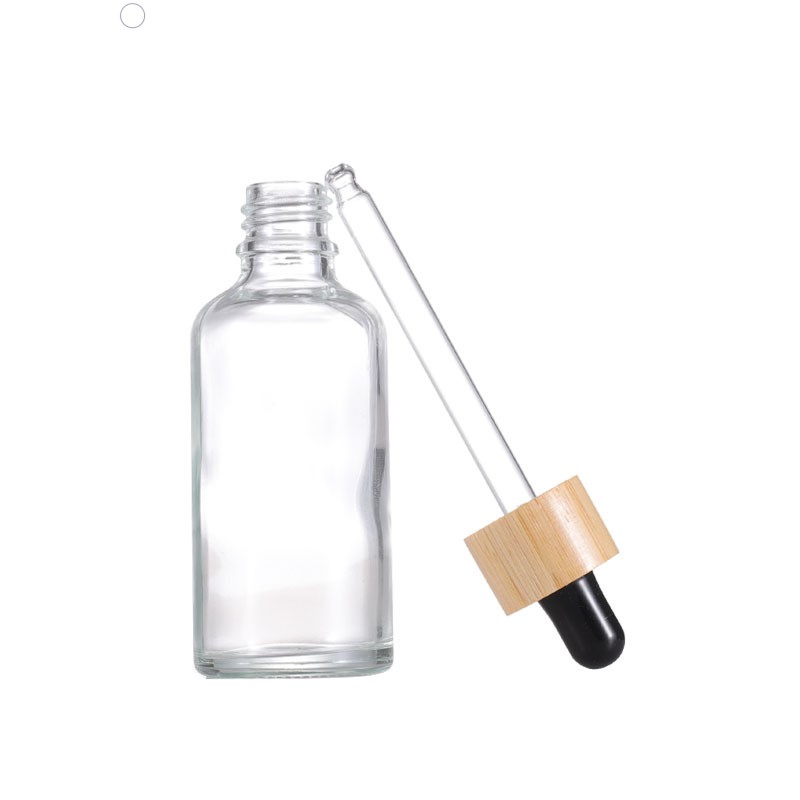 5ml 10ml 15ml 20ml 30ml 50ml 100ml Bamboo Dropper Cap Glass Clear Essential Oil Glass Bottles