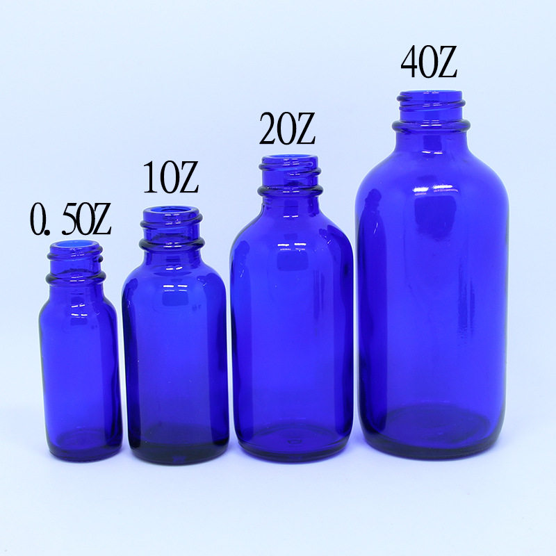 5ml 10ml 15ml 20ml 30ml 50ml 100ml Blue essential oil glass bottle blue boston round glass bottle 1oz 30ml 2oz 60ml 120ml 8oz