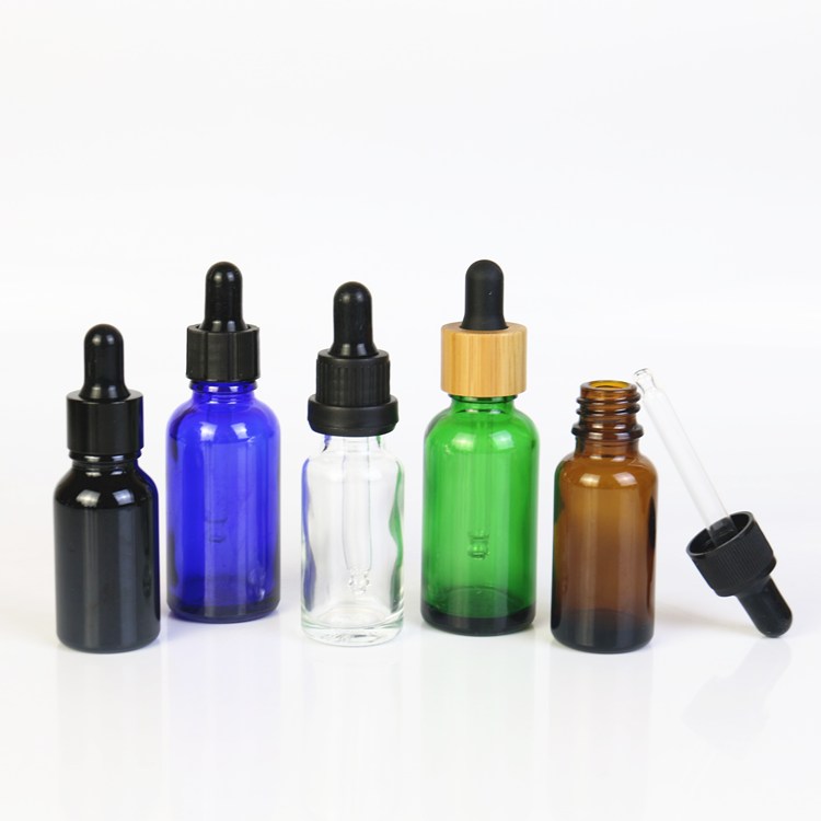 5ml 10ml 15ml 20ml 30ml 50ml 100ml Clear Blue Green Amber Bamboo Dropper bottle Glass Essential Oil Bottles