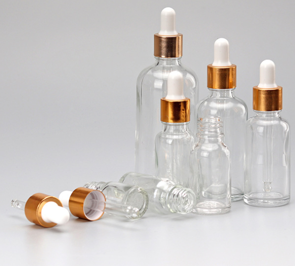 5ml/10ml/15ml/20ml/30ml/50ml/100ml Clear Glass Bottle with Dropper Essential Oil Cosmetic Dropper Bottle With Gold Cap