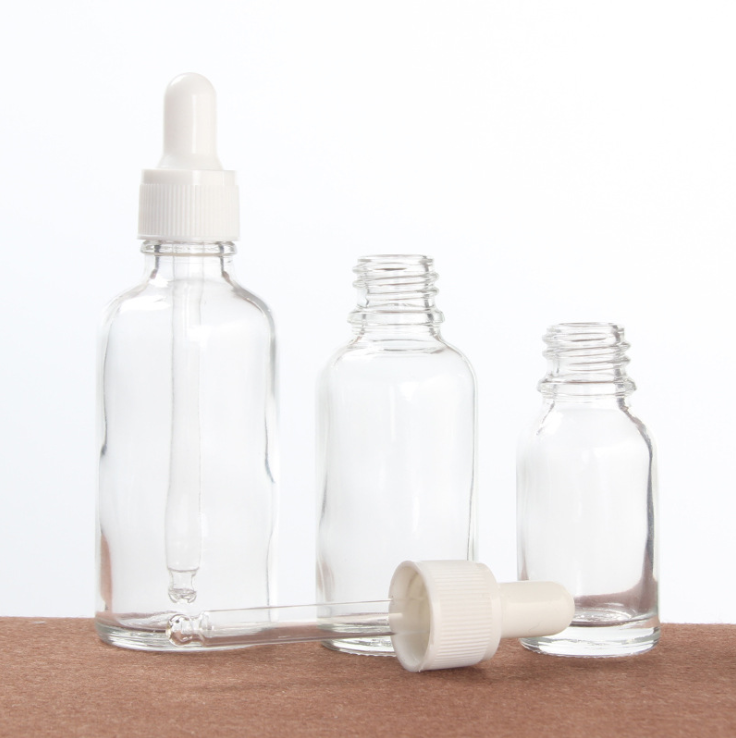 5ml/10ml/15ml/20ml/30ml/50ml/100ml Clear Glass Dropper Bottle Essential Oil Cosmetic Dropper Bottle With Plastic White Cap
