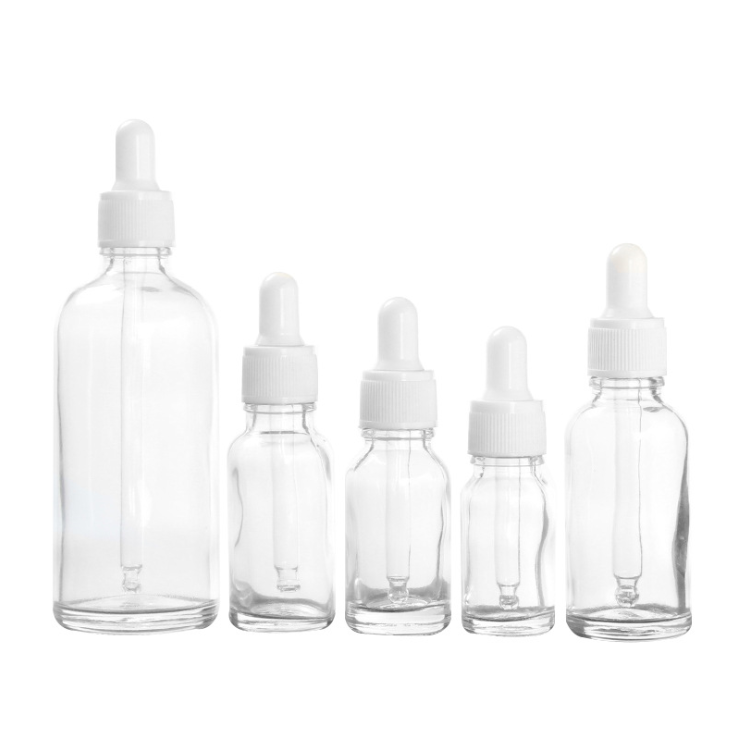 5ml/10ml/15ml/20ml/30ml/50ml/100ml Clear Glass Dropper Bottle Essential Oil Cosmetic Dropper Bottle With Plastic White Cap