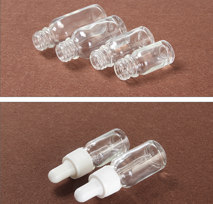 5ml/10ml/15ml/20ml/30ml/50ml/100ml Clear Glass Dropper Bottle Essential Oil Cosmetic Dropper Bottle With Plastic White Cap