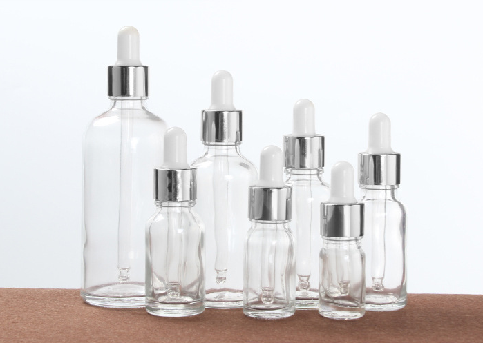 5ml/10ml/15ml/20ml/30ml/50ml/100ml Clear Glass Dropper Bottle Essential Oil Cosmetic Dropper Bottle With Plastic White Cap