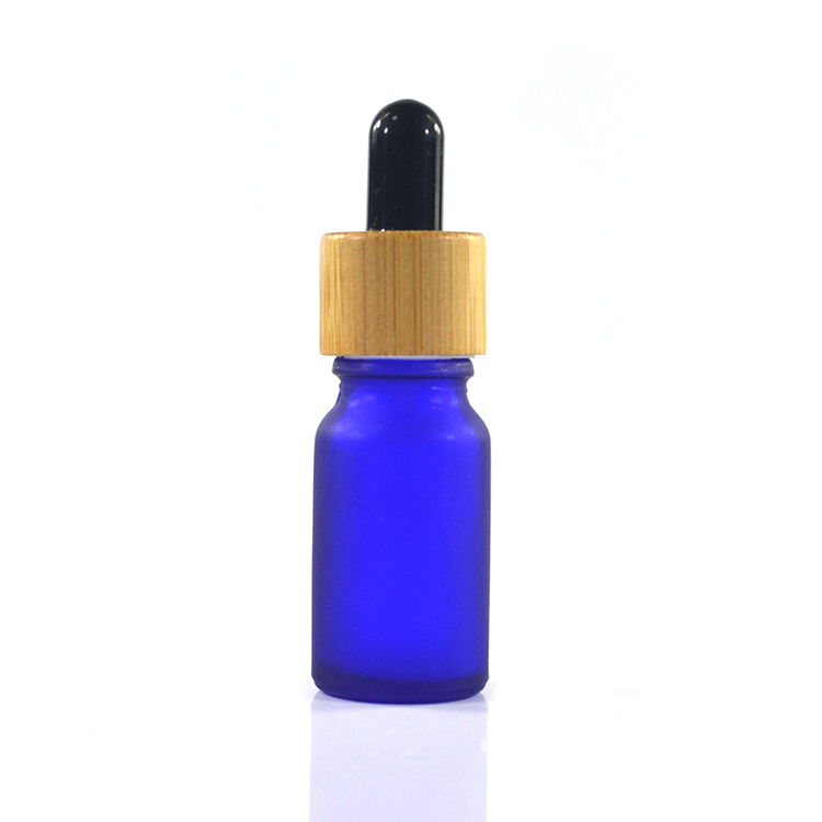 5ml 10ml 15ml 20ml 30ml 50ml 100ml Cosmetic essential olive oil Frosted Blue glass dropper bottle with bamboo cap