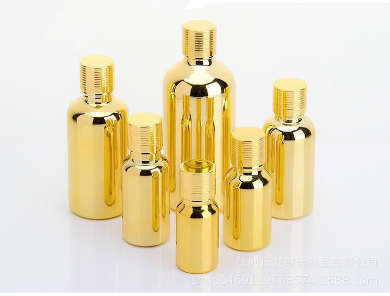 5ml 10ml 15ml 20ml 30ml 50ml 100ml Electric Aluminium Gold Glass Bottle Essential Oil Bottle