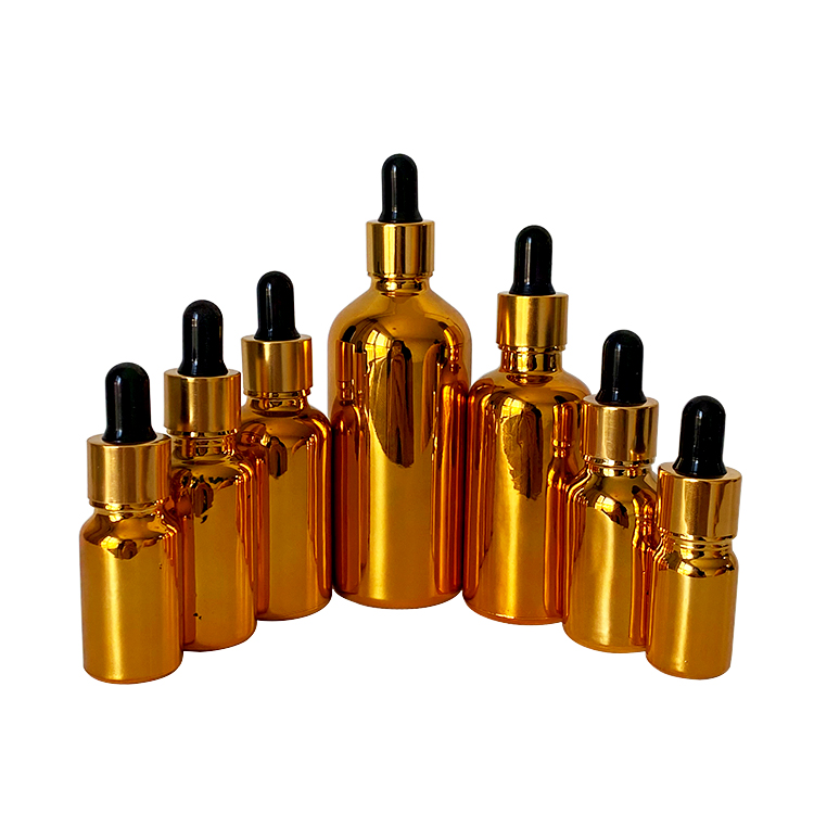 5ml 10ml 15ml 20ml 30ml 50ml 100ml Electroplated Essential Oil Bottle Gold Plating Glass Empty Dropper Bottle
