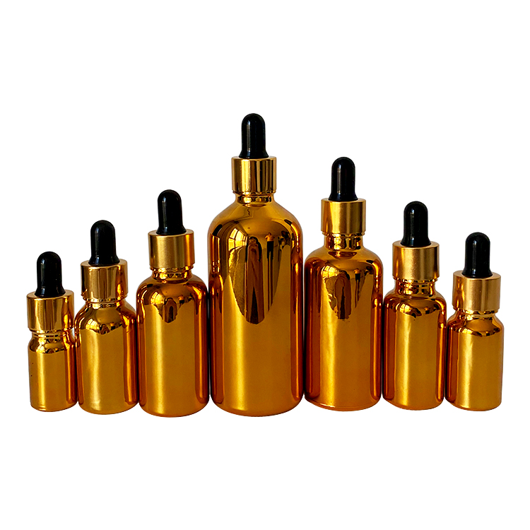 5ml 10ml 15ml 20ml 30ml 50ml 100ml Electroplated Essential Oil Bottle Gold Plating Glass Empty Dropper Bottle