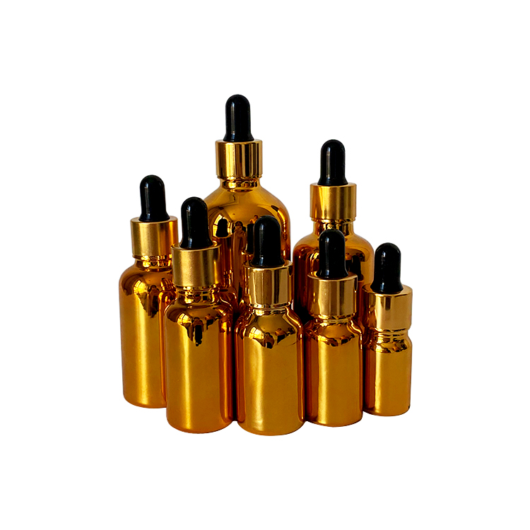 5ml 10ml 15ml 20ml 30ml 50ml 100ml Electroplated Essential Oil Bottle Gold Plating Glass Empty Dropper Bottle