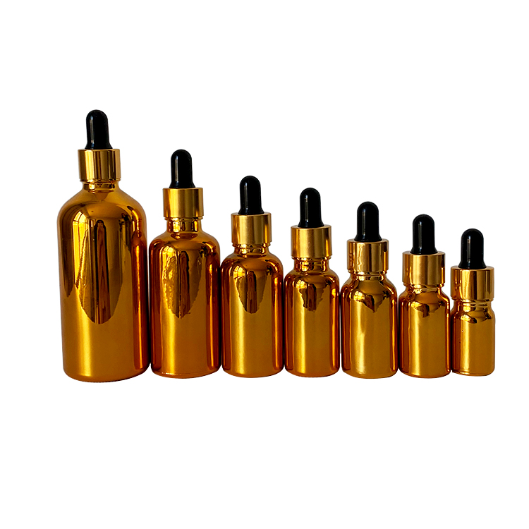 5ml 10ml 15ml 20ml 30ml 50ml 100ml Electroplated Essential Oil Bottle Gold Plating Glass Empty Dropper Bottle