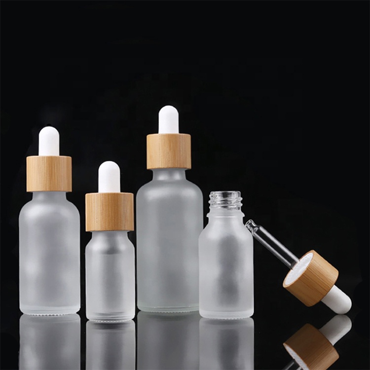 5ml,10ml,15ml,20ml,30ml,50ml,100ml Frosted Dropper Glass Dropper Bottles,Essential Oil Bottles With Eye Dropper Bamboo Lids