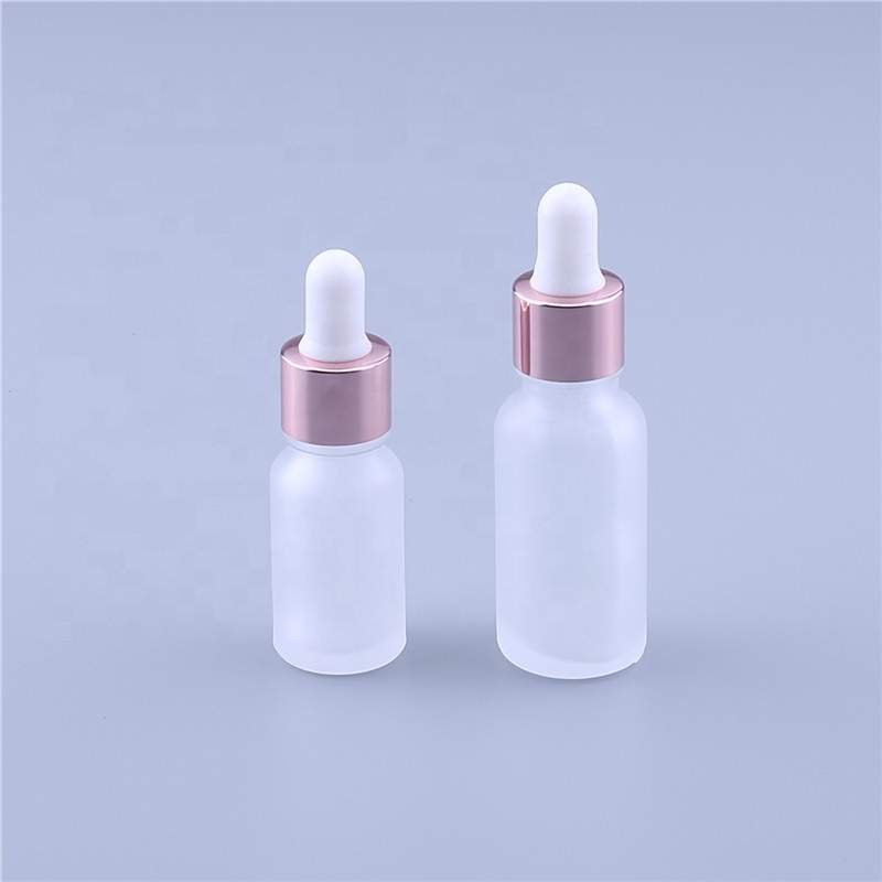 5ml 10ml 15ml 20ml 30ml 50ml 100ml Frosted Glass Dropper Bottle For Essential Oil With Rose Gold Ring Dropper Cap