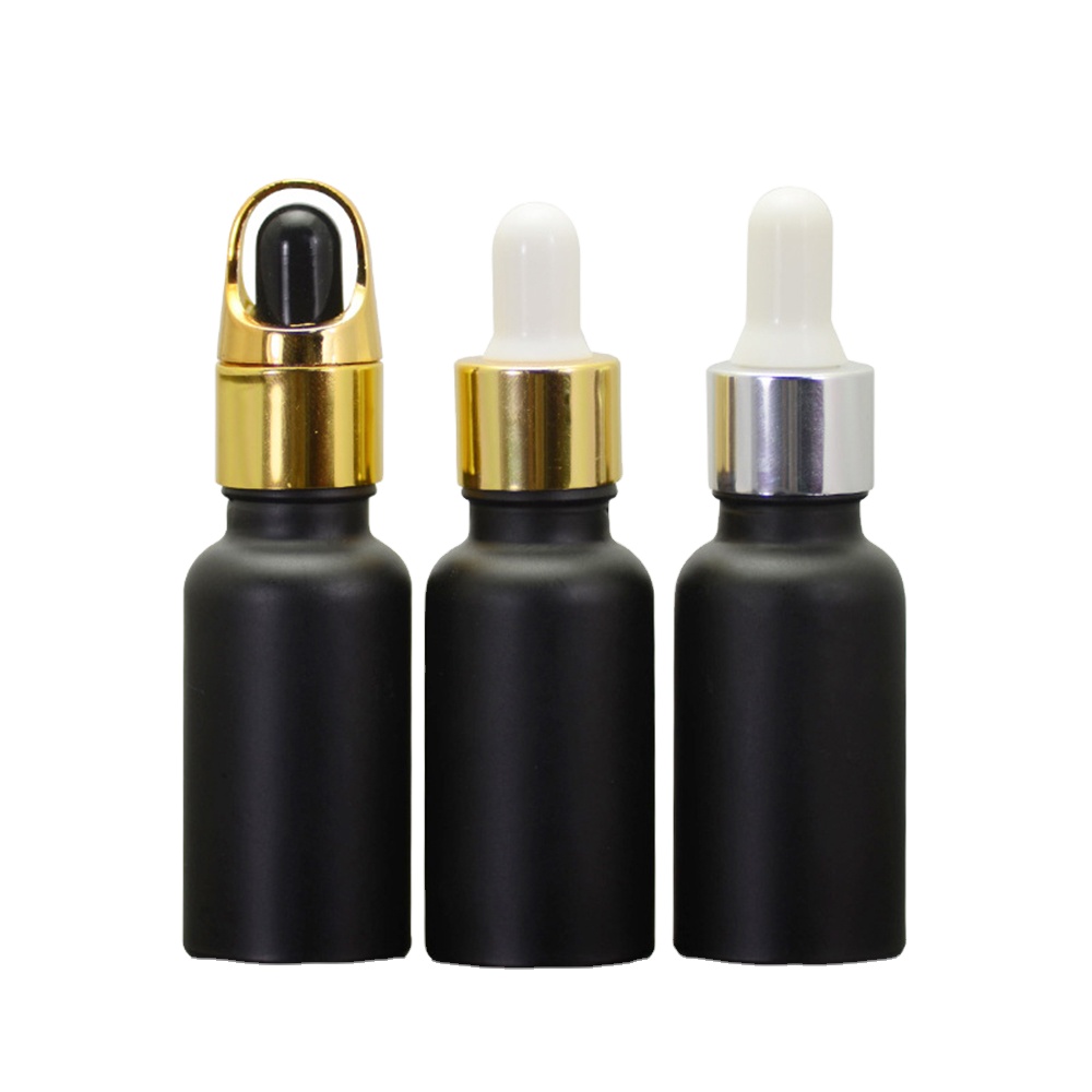 5ml 10ml 15ml 20ml 30ml 50ml 100ml Frosted Matte Black Glass Dropper Bottle For Essential Oil Bottles