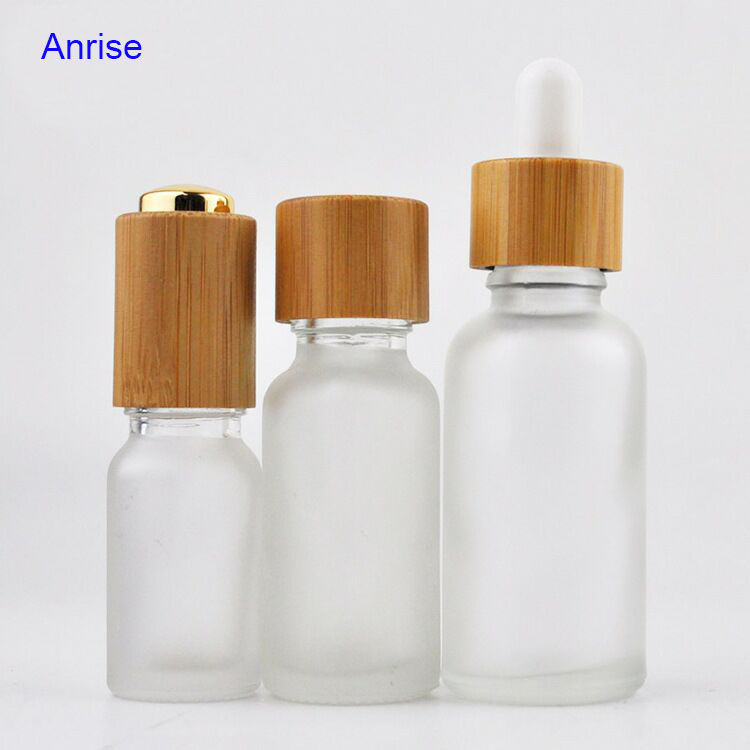 5ml 10ml 15ml 20ml 30ml 50ml 100ml Frosted White Glass Essential Oil Bottle with Bamboo Pipettes Dropper Cap
