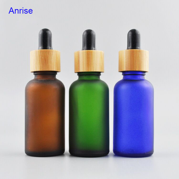 5ml 10ml 15ml 20ml 30ml 50ml 100ml Frosted White Glass Essential Oil Bottle with Bamboo Pipettes Dropper Cap