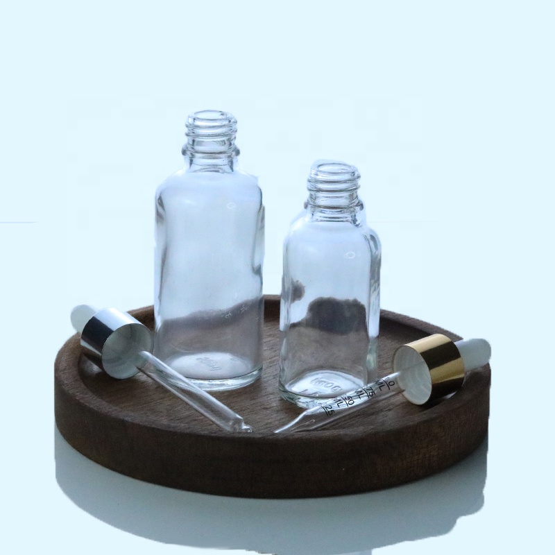 5ml 10ml 15ml 20ml 30ml 50ml 100ml Luxury Rose Gold Cap Essential Oil Cosmetic Clear Glass Aluminum Dropper Bottle (GRC03)