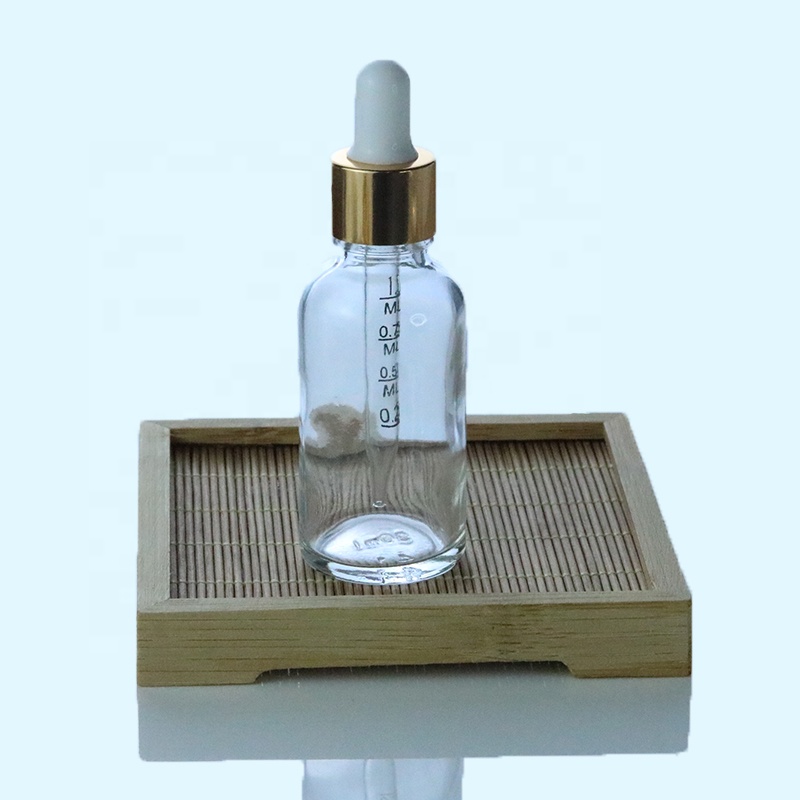 5ml 10ml 15ml 20ml 30ml 50ml 100ml Luxury Rose Gold Cap Essential Oil Cosmetic Clear Glass Aluminum Dropper Bottle (GRC03)