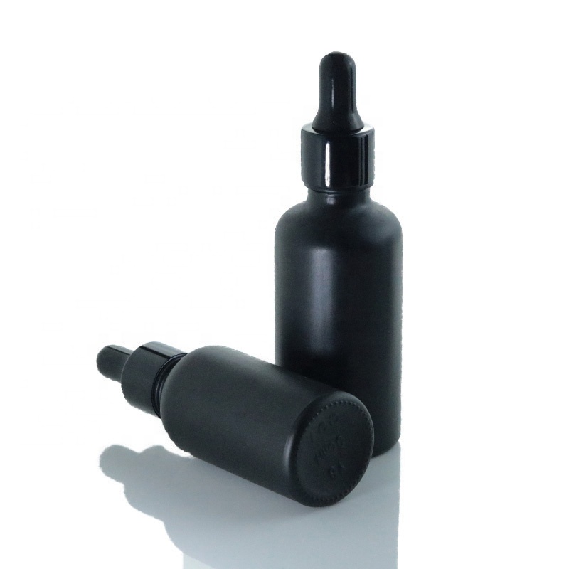 5ml 10ml 15ml 20ml 30ml 50ml 100ml Matte Black Glass Dropper Pipette Bottle Beard CBD Essential Oil Cosmetic Bottle (GRBL07)