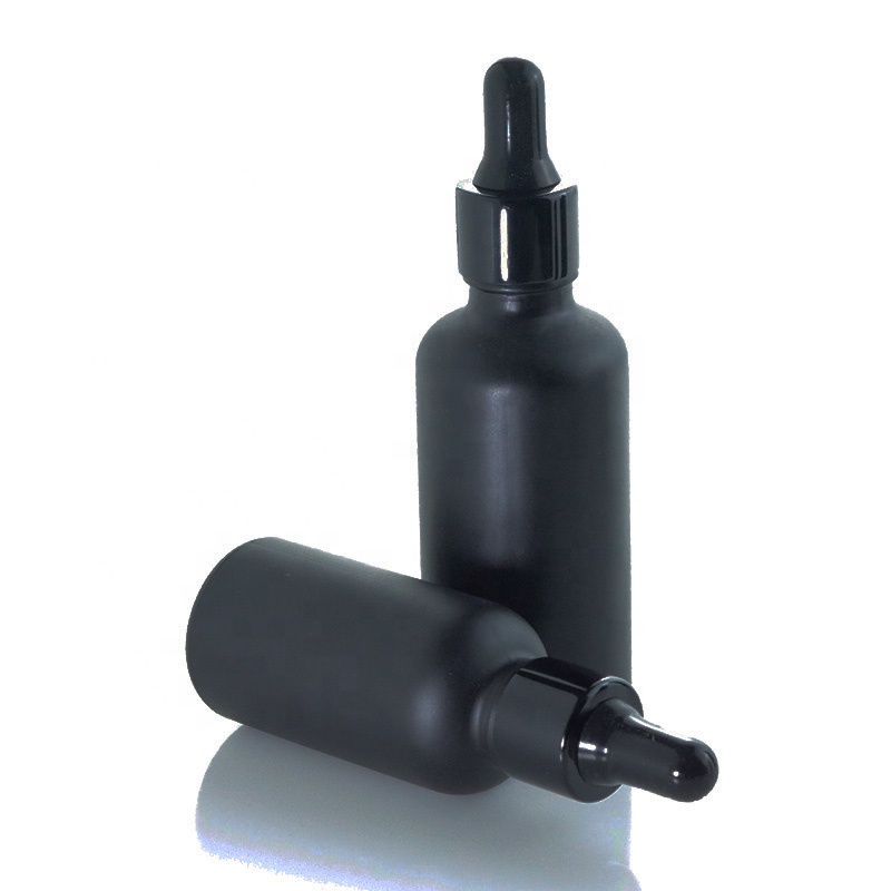 5ml 10ml 15ml 20ml 30ml 50ml 100ml Matte Black Glass Dropper Pipette Bottle Beard CBD Essential Oil Cosmetic Bottle (GRBL07)