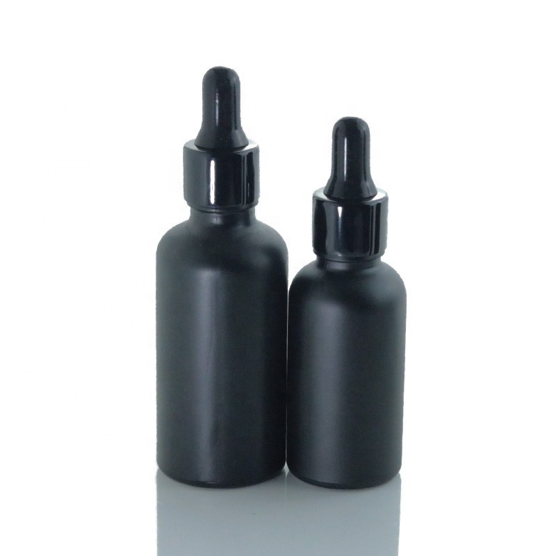 5ml 10ml 15ml 20ml 30ml 50ml 100ml Matte Black Glass Dropper Pipette Bottle Beard CBD Essential Oil Cosmetic Bottle (GRBL07)