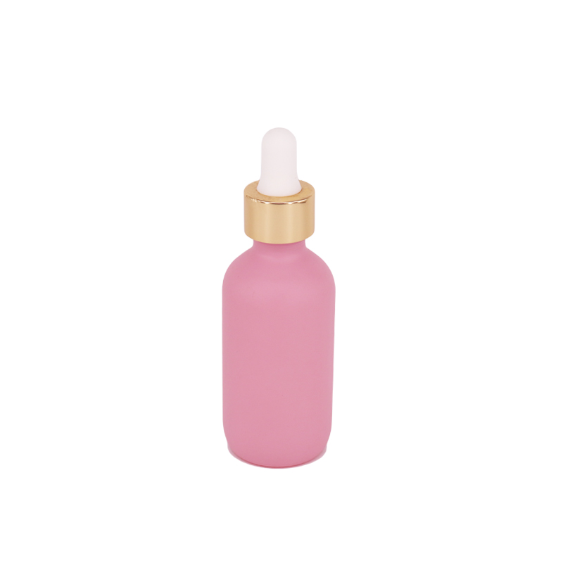 5ml 10ml 15ml 20ml 30ml 50ml 100ml Pink Boston Round Glass Essential Oil Bottle Clear Glass Dropper Bottle for Storage Pouch