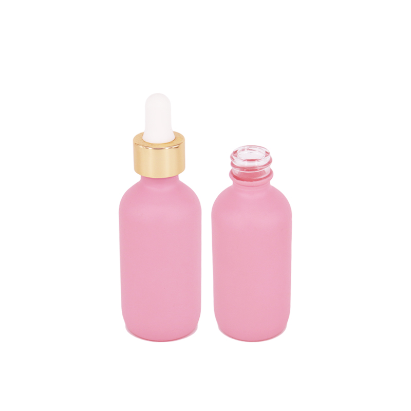 5ml 10ml 15ml 20ml 30ml 50ml 100ml Pink Boston Round Glass Essential Oil Bottle Clear Glass Dropper Bottle for Storage Pouch