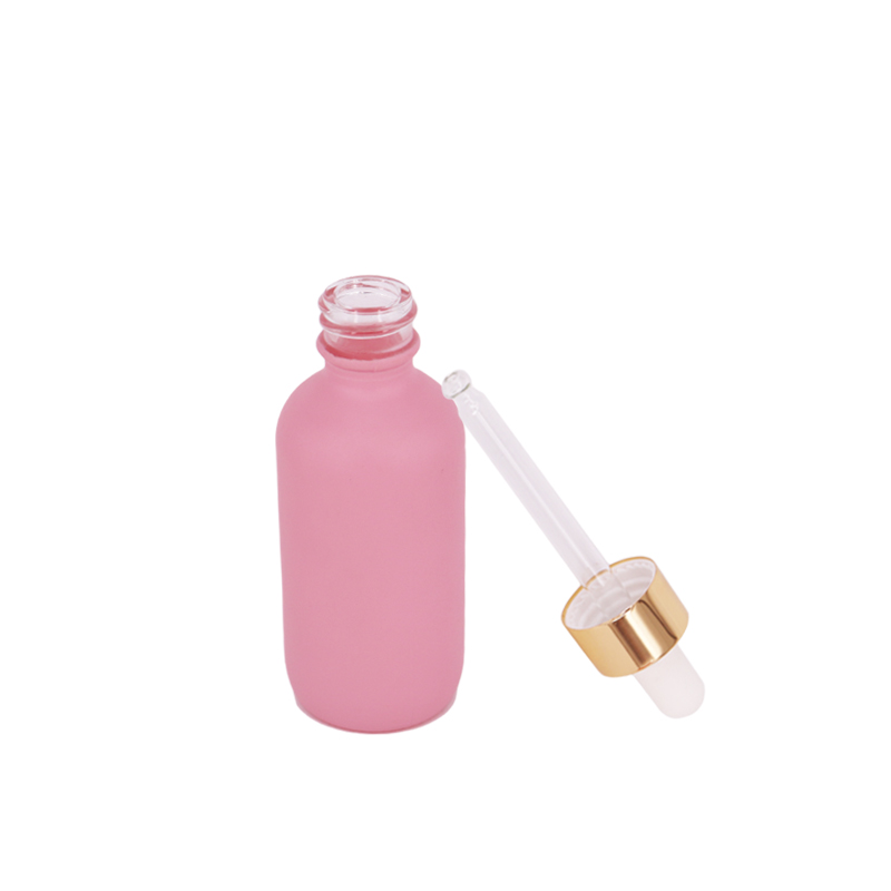 5ml 10ml 15ml 20ml 30ml 50ml 100ml Pink Boston Round Glass Essential Oil Bottle Clear Glass Dropper Bottle for Storage Pouch