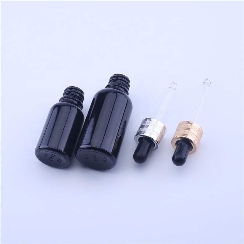 5ml 10ml 15ml 20ml 30ml 50ml 100ml Shiny Black Glass Dropper Bottle for Essential oil Bottle Packaging