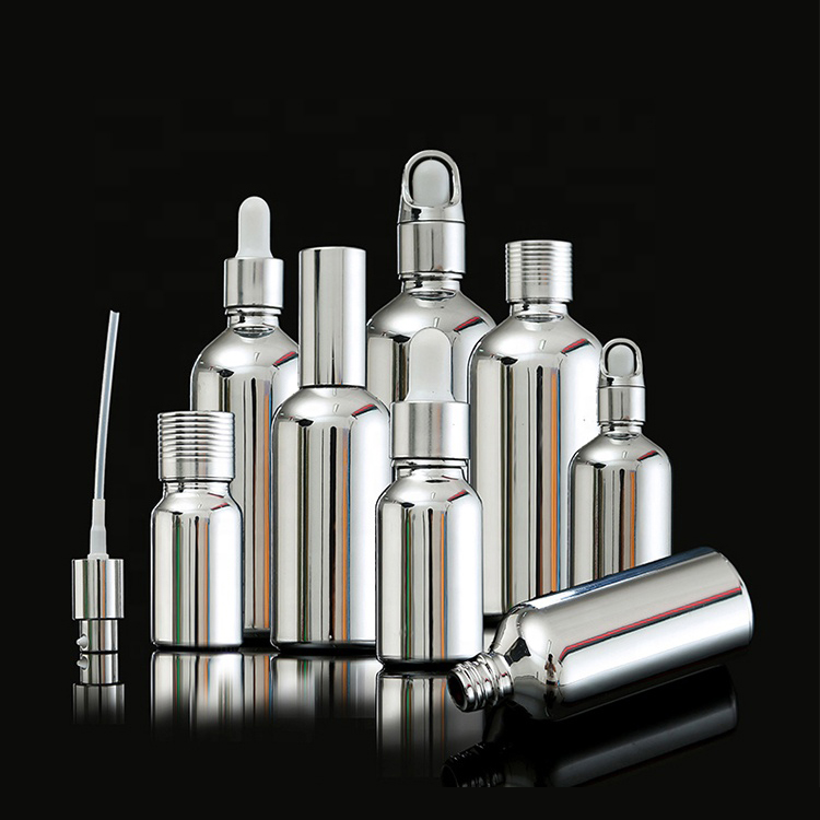 5ml 10ml 15ml 20ml 30ml 50ml 100ml Shiny Electroplate Gold Glass Dropper Bottles For Essential oil