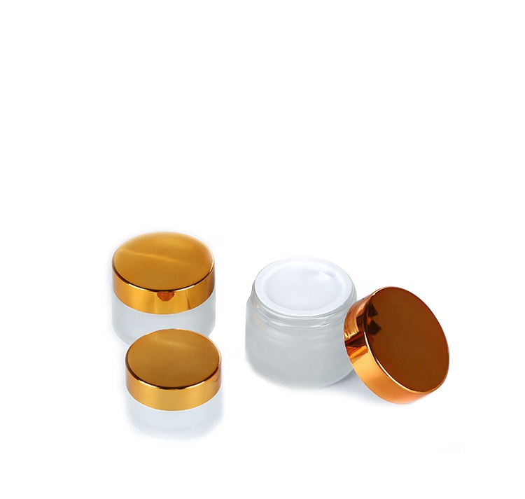 5ml 10ml 15ml 20ml 30ml 50ml 100ml Small Clear Frosted Glass Jar with Gold Lids for Cosmetics