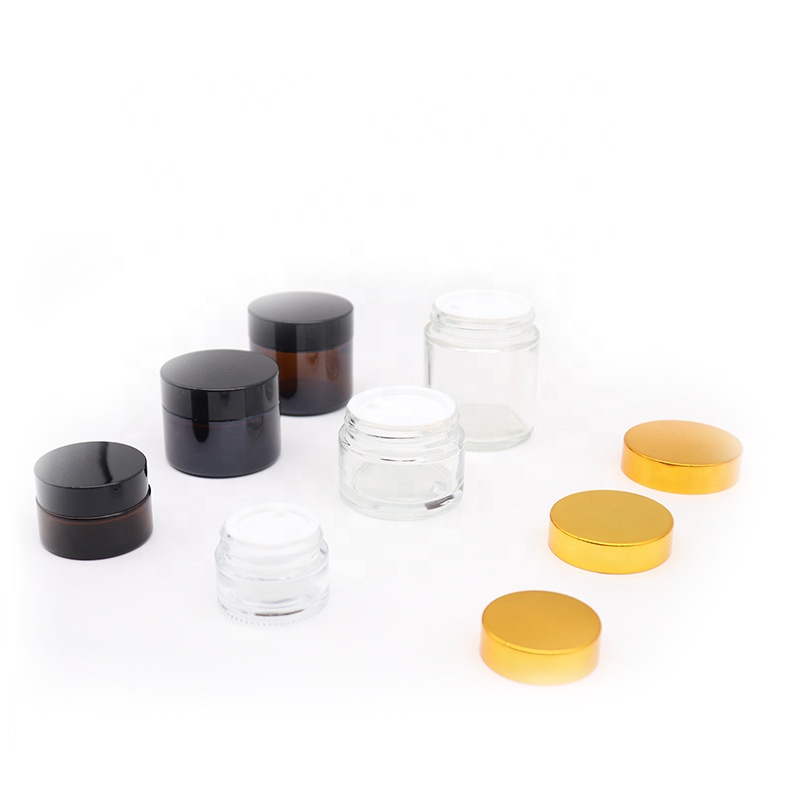 5ml 10ml 15ml 20ml 30ml 50ml 100ml Small Clear Frosted Glass Jar with Gold Lids for Cosmetics