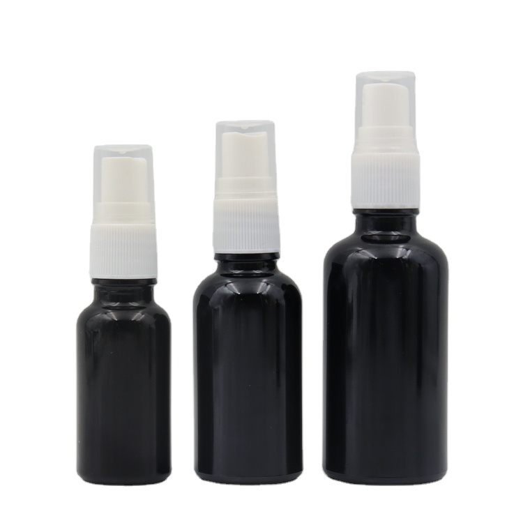 5ml 10ml 15ml 20ml 30ml 50ml 100ml Wholesale black empty cosmetic essential oil glass bottle with spray