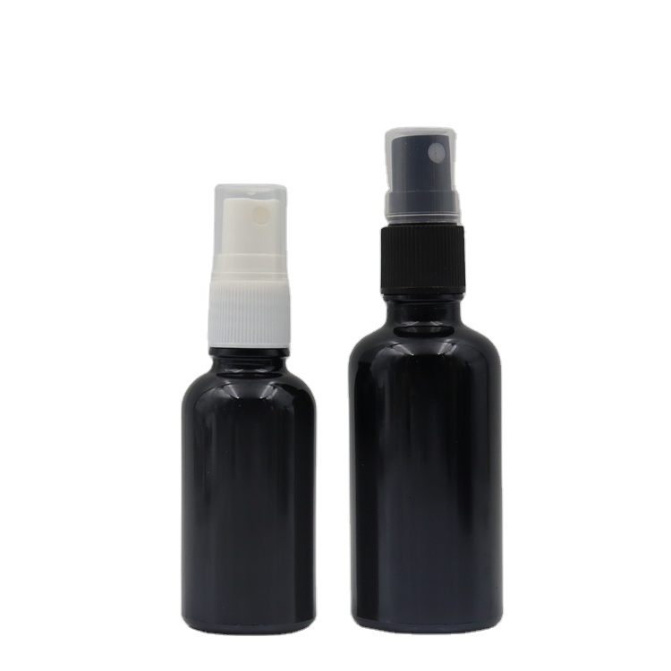 5ml 10ml 15ml 20ml 30ml 50ml 100ml Wholesale black empty cosmetic essential oil glass bottle with spray