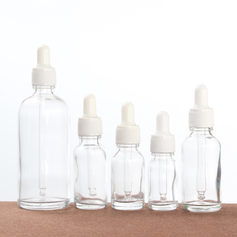 5ml 10ml 15ml 20ml 30ml 50ml 100ml Wholesale essential oil glass bottle with screw white dropper