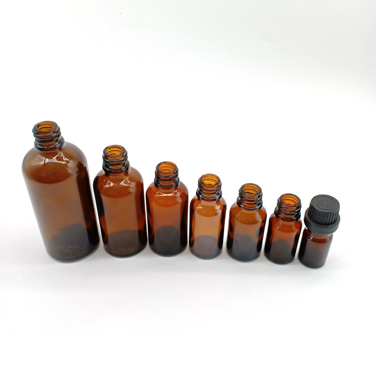 5ml 10ml 15ml 20ml 30ml 50ml 100ml amber essential oil glass bottle with tamper evident plastic cap and inner dropper