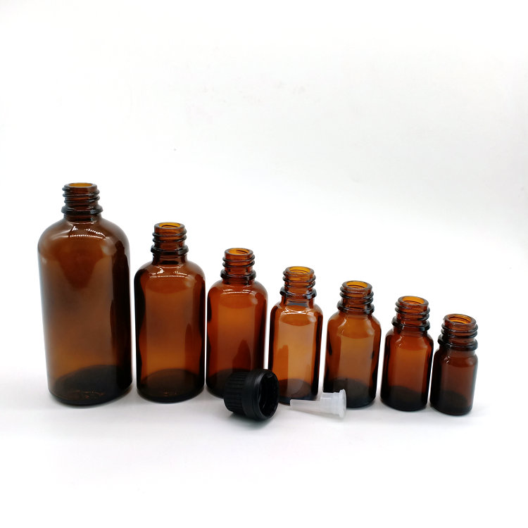 5ml 10ml 15ml 20ml 30ml 50ml 100ml amber essential oil glass bottle with tamper evident plastic cap and inner dropper