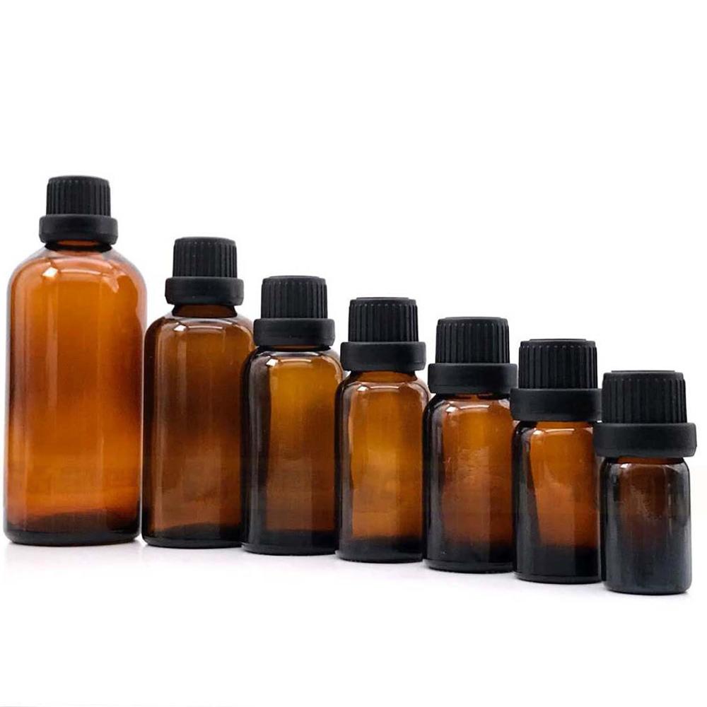 5ml 10ml 15ml 20ml 30ml 50ml 100ml amber glass essential oil bottle with tamper ring