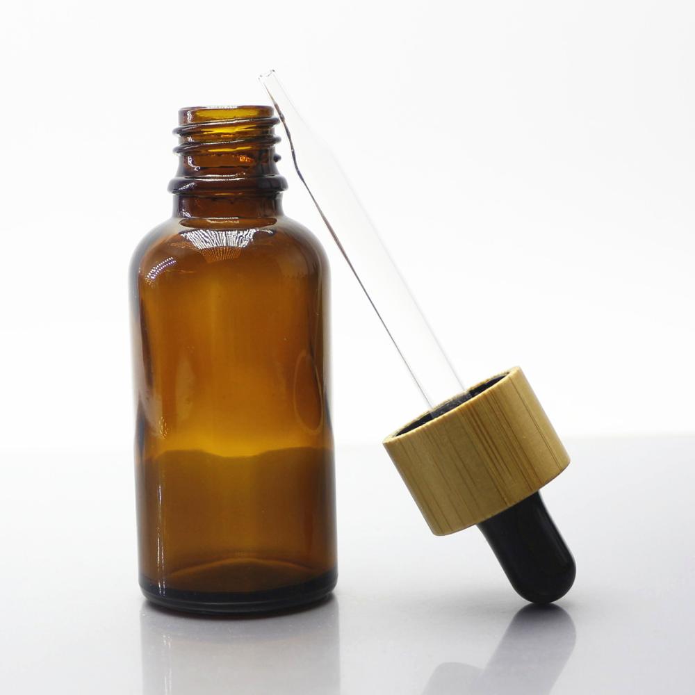 5ml 10ml 15ml 20ml 30ml 50ml 100ml amber perfume essential oil glass dropper bottle with dropper bamboo lid RB-192T