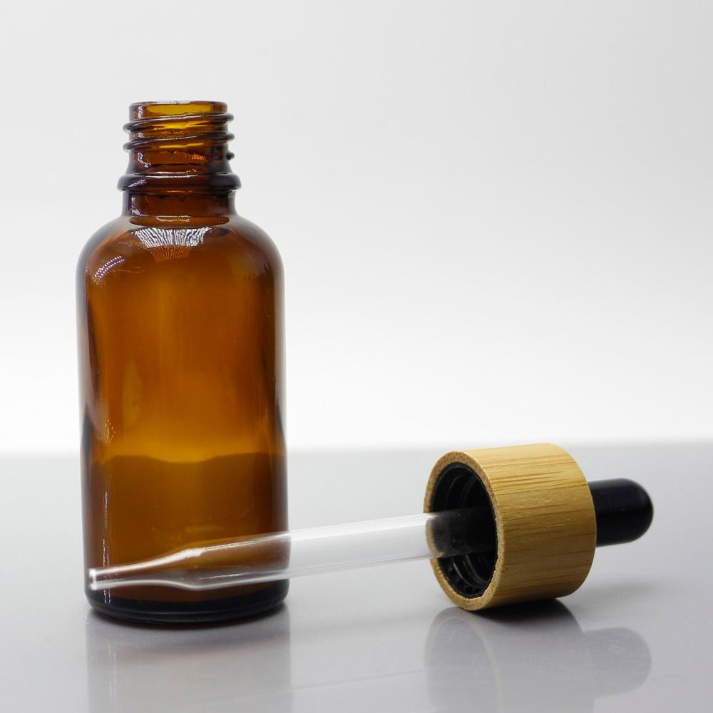 5ml 10ml 15ml 20ml 30ml 50ml 100ml amber perfume essential oil glass dropper bottle with dropper bamboo lid RB-192T
