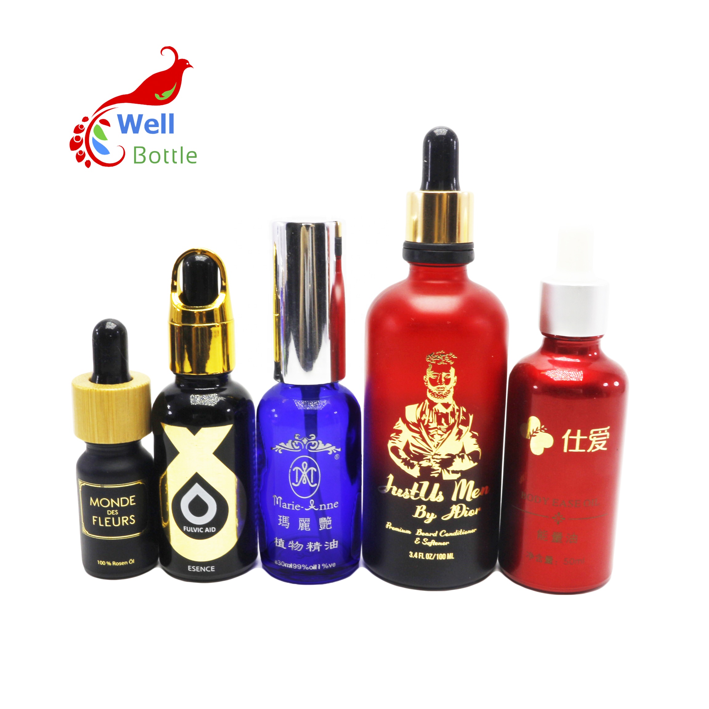 5ml 10ml 15ml 20ml 30ml 50ml 100ml beard oil glass cosmetic bottle perfume glass dropper bottle for essential oil RGB-231C