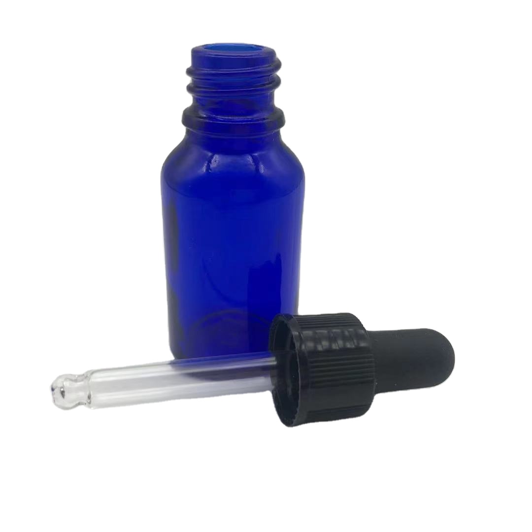 5ml,10ml,15ml,20ml,30ml,50ml,100ml blue essential oil bottle dropper glass bottle