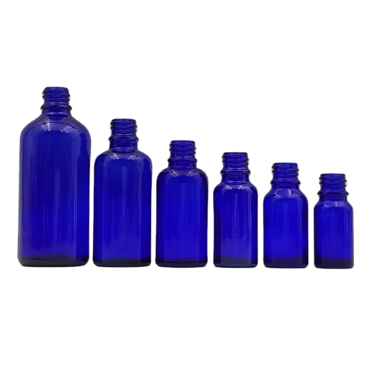 5ml 10ml 15ml 20ml 30ml 50ml 100ml blue glass essential oil dropper bottle