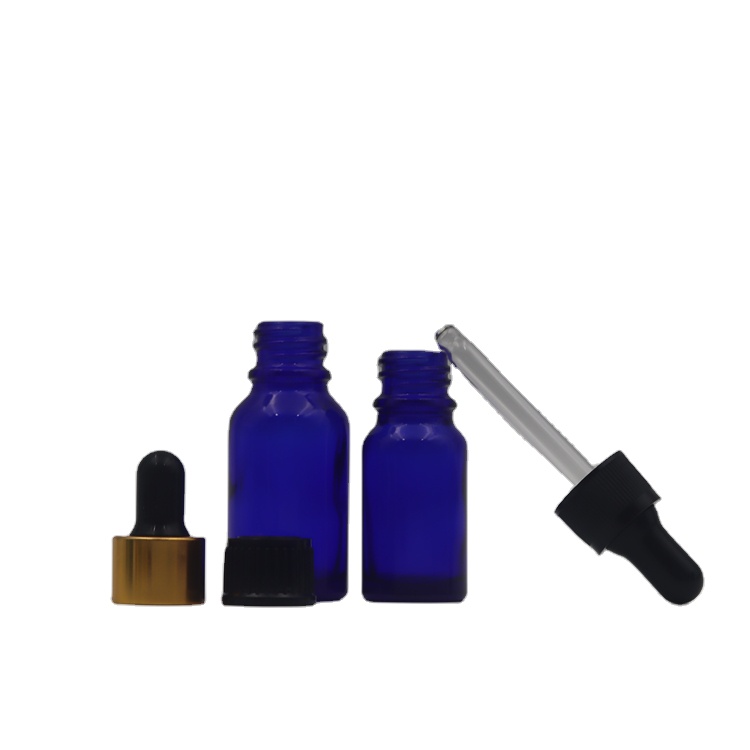 5ml 10ml 15ml 20ml 30ml 50ml 100ml blue glass essential oil dropper bottle
