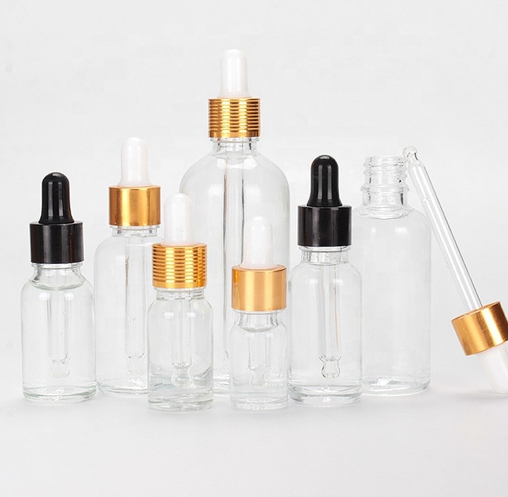 5ml,10ml,15ml,20ml,30ml,50ml,100ml clear essential oil bottle dropper glass bottle