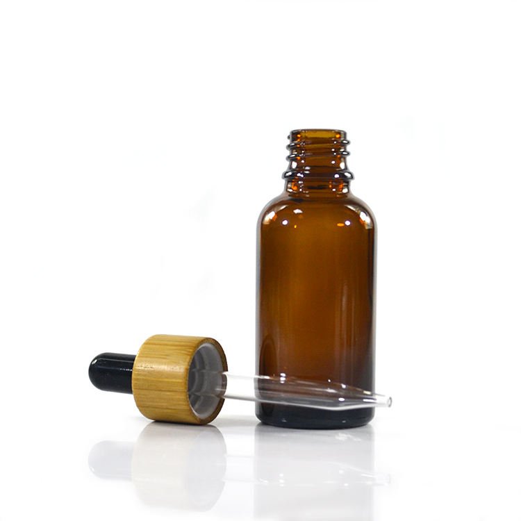 5ml 10ml 15ml 20ml 30ml 50ml 100ml clear frosted brown amber glass dropper bottle with bamboo cap for essential olive oil bottle