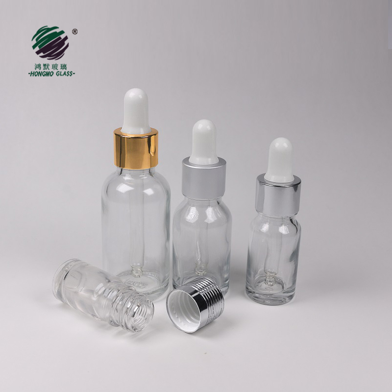 5ml 10ml 15ml 20ml 30ml 50ml 100ml clear glass essential oil bottles with euro dropper cap orifice reducers for e liquid serum