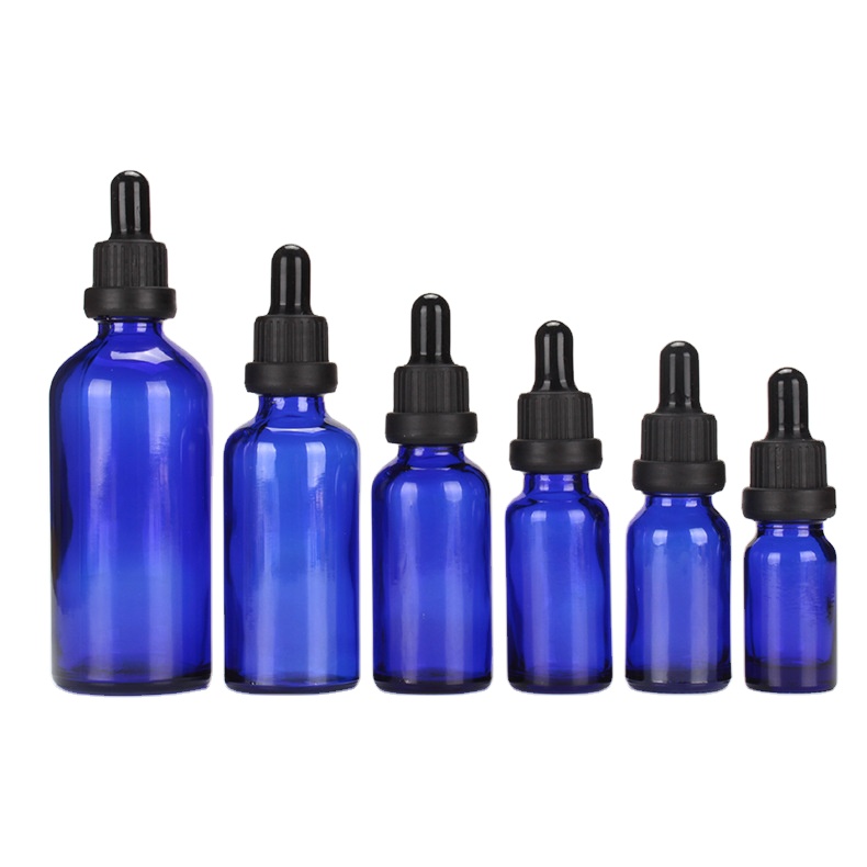 5ml 10ml 15ml 20ml 30ml 50ml 100ml cobalt blue essential oil glass bottles with cap